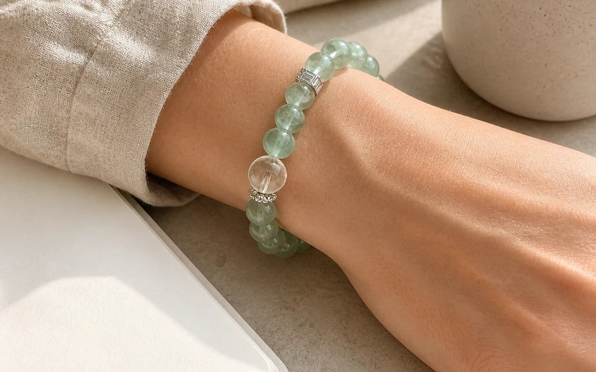 Growth Ritual Bracelet worn at the wrist in soft morning light