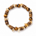 Tiger-eye and dark wood bracelet with yellow chip accents